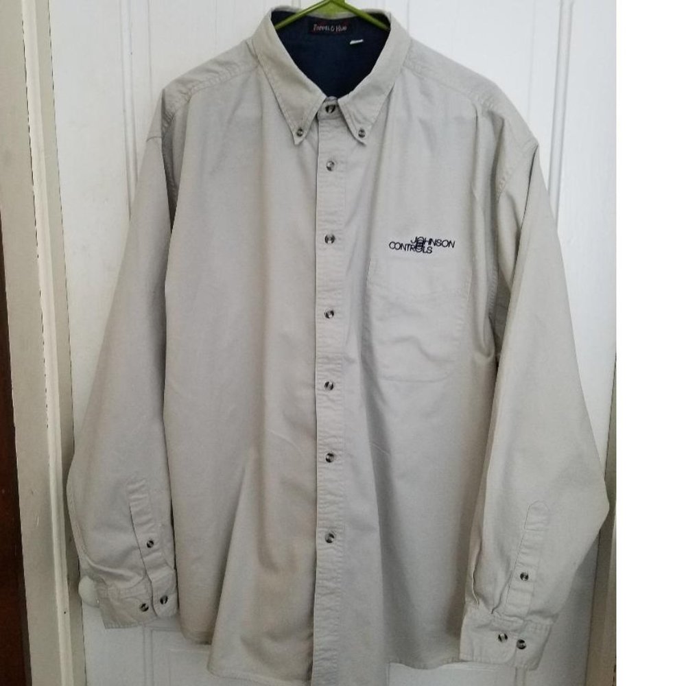 New Men's BIG/TALL Heavy Material Long Sleeved Work Shirt 'Johnson Controls' 2XL